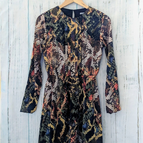 3/$20 Cavalier Snake Print Pleat Front Midi Dress - Picture 6 of 8